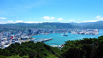 cityscape, sea, buildings, ship, wellington, new zealand, port HD wallpaper