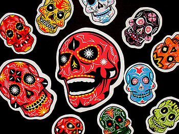 skulls, sugar, colorful, candy HD wallpaper
