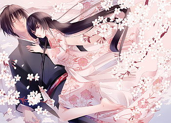 girl, brown eyes, longa hair, pink, kimono, brown hair, flowers HD wallpaper