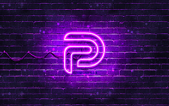 Parler violet logo, , violet brickwall, Parler logo, social networks, Parler neon logo, Parler HD wallpaper