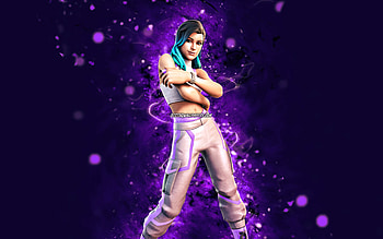 White Melody Maverick, , violet neon lights, Fortnite Battle Royale, Fortnite characters, White Melody Maverick Skin, Fortnite, White Melody Maverick Fortnite HD wallpaper