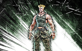 Guile, grunge art, warriors, Street Fighter, green abstract rays, protagonist, Guile Street Fighter HD wallpaper
