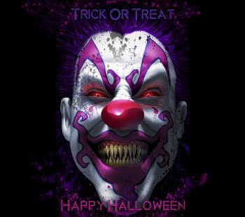 Diabolic Clown, white, clown, dark, purple, abstract, red, Halloween, horror, 3D HD wallpaper