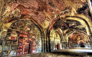 the inner sanctum of a temple r, arches, doors, temple, stone, r, interior HD wallpaper