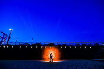 Night, Beach, Love, Shine, Light, Couple, Pair, Silhouettes HD wallpaper