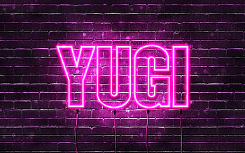 Happy Birtay Yugi, , pink neon lights, Yugi name, creative, Yugi Happy Birtay, Yugi Birtay, popular japanese female names, with Yugi name, Yugi HD wallpaper