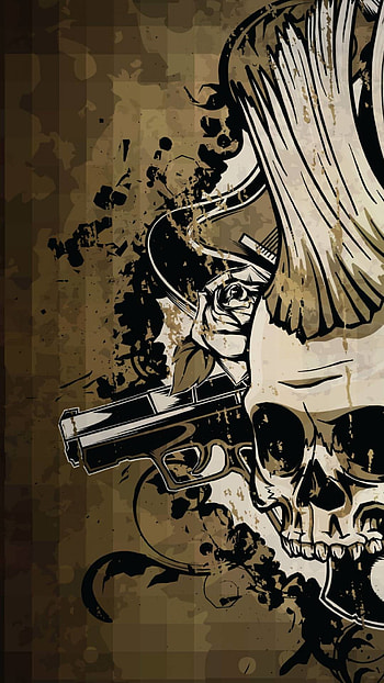 HTC HTC One : Brown Skulls n Guns Android HD phone wallpaper