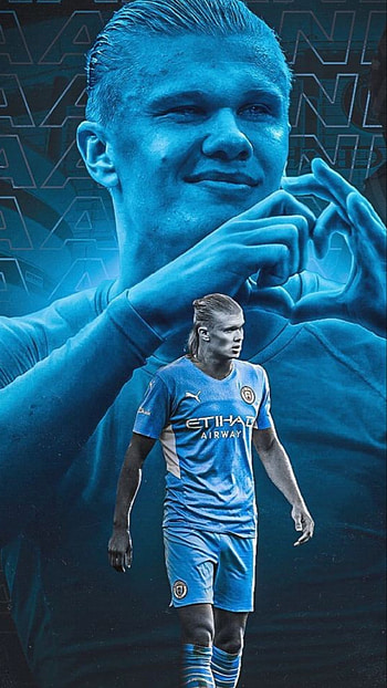 Haaland, soccer, game, man-city, football, black-and-white, player HD phone wallpaper