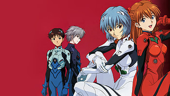 Neon Genesis Evangelion, evangelion, anime, characters, red background HD wallpaper