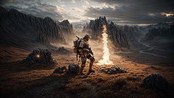 Camping, soldier, camp, campfire, mountain, tent HD wallpaper
