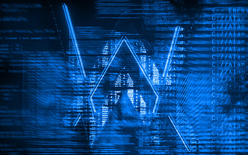 Alan Walker, Blue logo, Creative digital art, Music superstar HD wallpaper