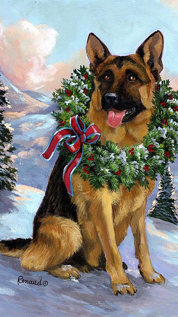 Christmas Dog, Sheferd Dog HD phone wallpaper