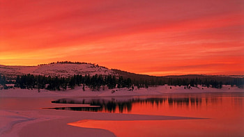 Red sky, entertainment, sunsets, other, nature, mountains HD wallpaper