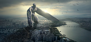 City Giant Angel Fantasy , angel, fantasy, artist, artwork, digital-art HD wallpaper