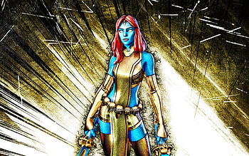 Gold Foil Mystique, grunge art, Fortnite Battle Royale, Fortnite characters, yellow abstract rays, Gold Foil Mystique Skin, Fortnite, Gold Foil Mystique Fortnite HD wallpaper