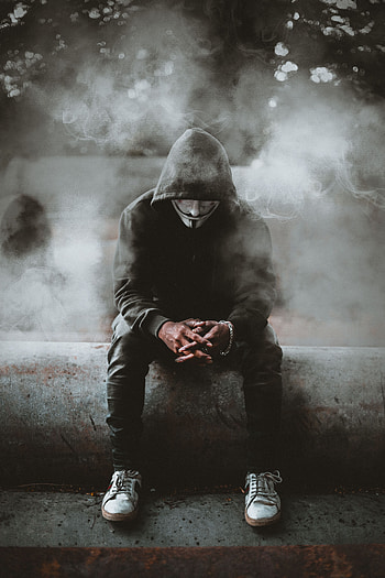 Mask, Smoke, Miscellanea, Miscellaneous, Human, Person, Anonymous, Hood HD phone wallpaper