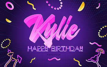 Happy Birtay Kylie, , Purple Party Background, Kylie, creative art, Happy Kylie birtay, Kylie name, Kylie Birtay, Birtay Party Background HD wallpaper