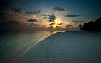Nature, Sunset, Twilight, Beach, Sand, Shore, Bank, Dusk, Evening, Gloomy, Low Tide HD wallpaper