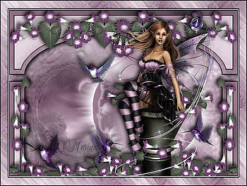 Purle Fantasy, fairy, flowers, birds HD wallpaper