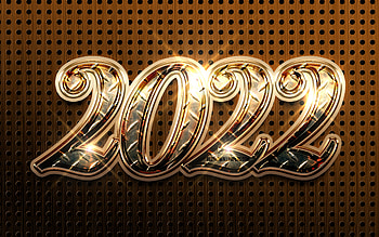 2022 golden 3D digits, , Happy New Year 2022, metal dotted backgrounds, 2022 concepts, 3D art, 2022 new year, 2022 on metal background, 2022 year digits HD wallpaper