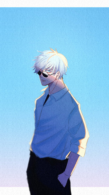 Gojo: White-Haired Shades — Jujutsu Kaisen , glasses, white hair, Satoru Gojo, Anime, Jujutsu Kaisen HD phone wallpaper