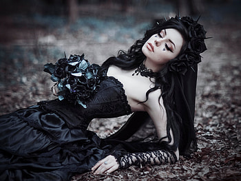 Gothic Black Bride, gothic, deviantart, girls, black-dress HD wallpaper
