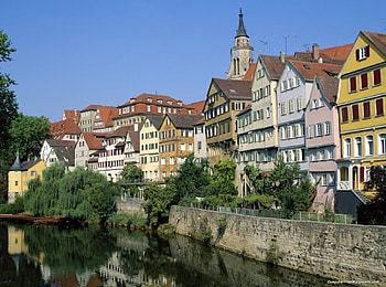 Neckar River and Town View Tubingen Baden Wurttemberg Germany, landscape, nature, beauty HD wallpaper