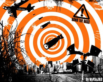 Destruction, city, bullseye, planes, orange, buildings, 3d, skyscrapers, bombs, trees HD wallpaper