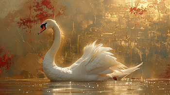 Elegant Swan on Golden Waters -, swan, bird HD wallpaper