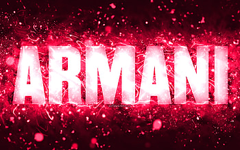 Happy Birtay Armani, , pink neon lights, Armani name, creative, Armani Happy Birtay, Armani Birtay, popular american female names, with Armani name, Armani HD wallpaper