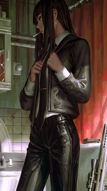Guns & Smoke: Anime Girl, smoking, Anime, girl, anime girl HD phone wallpaper