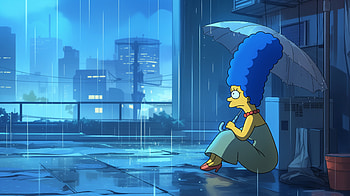 Marge Simpson in the Rain – from The Simpsons TV Show, TV Show, The Simpsons, Marge Simpson, cartoon, rain HD wallpaper