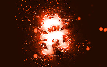 Monstercat orange logo, , canadian DJs, orange neon lights, creative, orange abstract background, Monstercat logo, music stars, Monstercat HD wallpaper