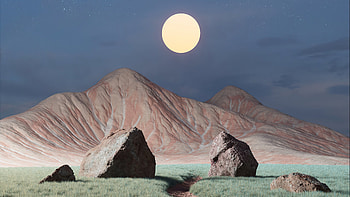 Serene Moonlit Mountain Landscape HD wallpaper