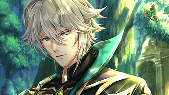 Green Eyes Al-haitham With White Hair Genshin Impact HD wallpaper