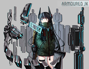 Anime girl, original, soldier HD wallpaper