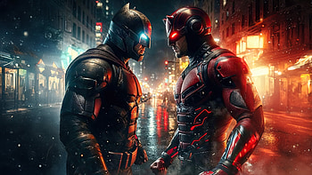 Batman And Daredevil Playing With Chaos, batman, daredevil, superheroes, artwork, art, digital-art, ai HD wallpaper