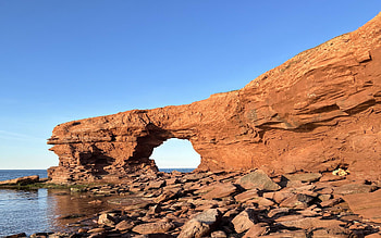 Cavendish Beach, Prince Edward Island, Canada, sea, rocks, stones, arch, sky HD wallpaper