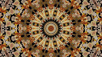 Brown Black Fractal Circle Kaleidoscope Shapes Abstraction Abstract HD wallpaper