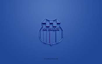 NK Rudes, creative 3D logo, blue background, Prva HNL, 3d emblem, Croatian football club, Croatian First Football League, Rudes, Croatia, 3d art, football, NK Rudes 3d logo HD wallpaper