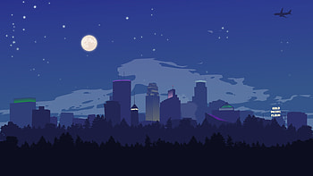 Silent Night In Minneapolis, city, artist, artwork, digital-art, minimalism, minimalist HD wallpaper