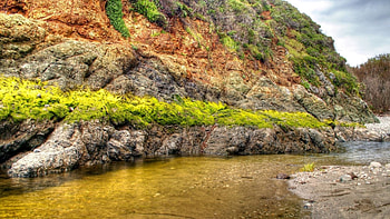 beautiful babbling brook r, plants, brook, r, rocks, hill HD wallpaper