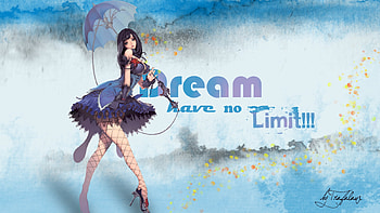 Dream-Have-no-Limit, sexy, umbrella, hot, cute, girl, black hair, long hair, high heel, dress, anime girl, anime, abstract, heel, female HD wallpaper