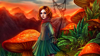 Fairyland, fairy, magic, fantasy, landscape, girl, mushroom HD wallpaper