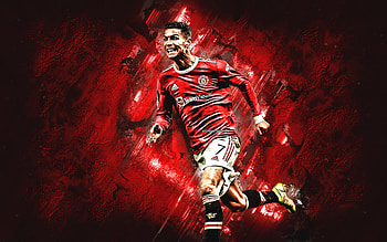Cristiano Ronaldo, Portuguese footballer, soccer star, CR7, Manchester United FC, football, red stone background, Premier League, England HD wallpaper