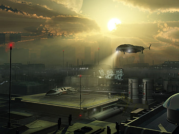 New Earth, ships, landing, sun, pad HD wallpaper