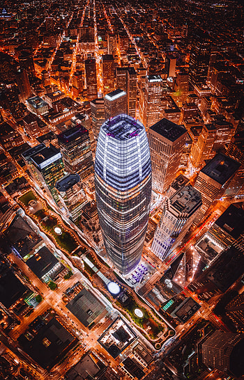 Cities, Architecture, Building, View From Above, Night City, Skyscrapers, Tower, Roof, Roofs, Towers HD phone wallpaper