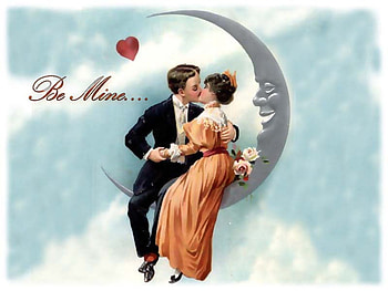 Be mine..., couple, valentines, moon, love HD wallpaper