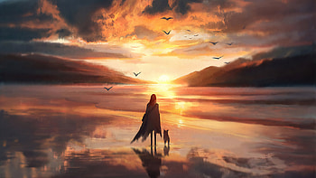The Silent Evening Walk, artist, artwork, digital-art, artstation HD wallpaper