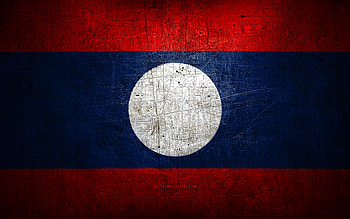 Laotian metal flag, grunge art, asian countries, Day of Laos, national symbols, Laos flag, metal flags, Flag of Laos, Asia, Laotian flag, Laos HD wallpaper
